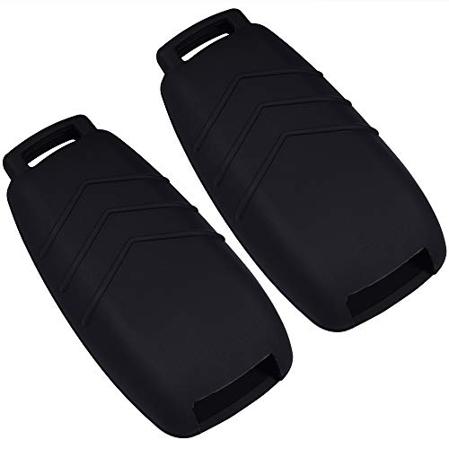 Lcyam Silicone Remote Key Fob Covers Smooth Soft Rubber Case Fits for Mercedes-Benz A220 E63S AMG E-Class GLE 350 4MATIC 2019 2020 2021 (Black Black Model 2) - Image 4