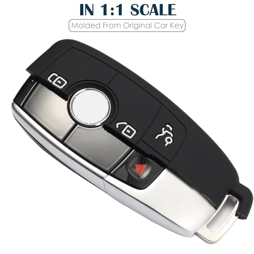 Lcyam Silicone Remote Key Fob Covers Smooth Soft Rubber Case Fits for Mercedes-Benz A220 E63S AMG E-Class GLE 350 4MATIC 2019 2020 2021 (Black Black Model 2) - Image 3