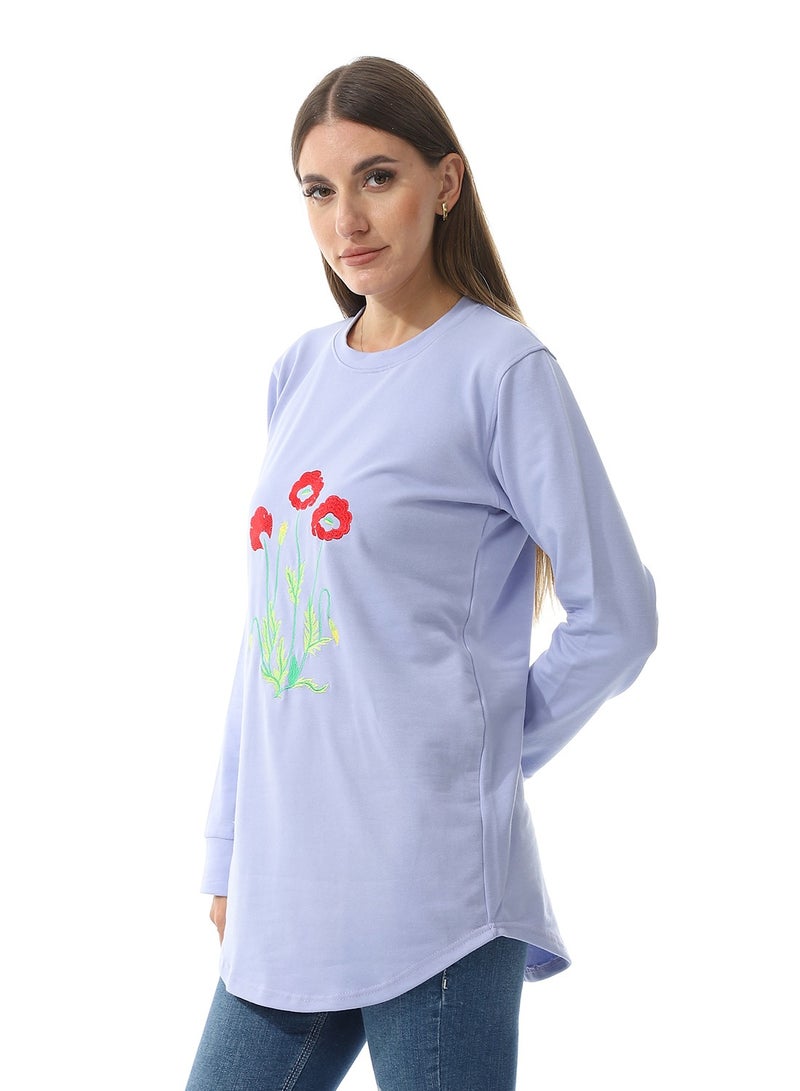 سيزار تيشرت حريمي تطريز بأكمام طويلة ورقبة دائرية - Image 2