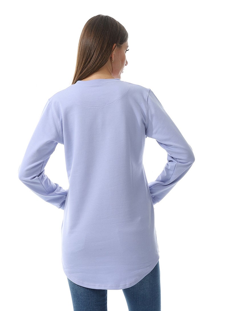 سيزار تيشرت حريمي تطريز بأكمام طويلة ورقبة دائرية - Image 4