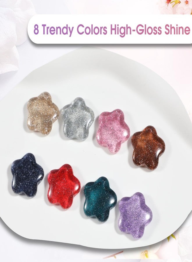 ROSALIND Reflective Glitter Gel Nail Polish, 8 Color Glitter Gel Polish Sparkle Shiny Effect Silver Sparkling Professional Soak Off UV Gels - Image 4