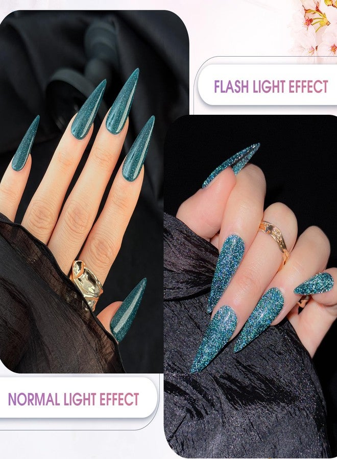 ROSALIND Reflective Glitter Gel Nail Polish, 8 Color Glitter Gel Polish Sparkle Shiny Effect Silver Sparkling Professional Soak Off UV Gels - Image 5