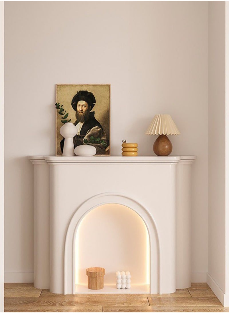 Merry Moments - Fake Fireplace Console Table Hallway Entry Table Styling Table Narrow Table for Living Room Entryway Corridor or Sofa Side Table Modern Minimalism Cream White with LED Lights L110xH90.5xW25 cm - Image 1
