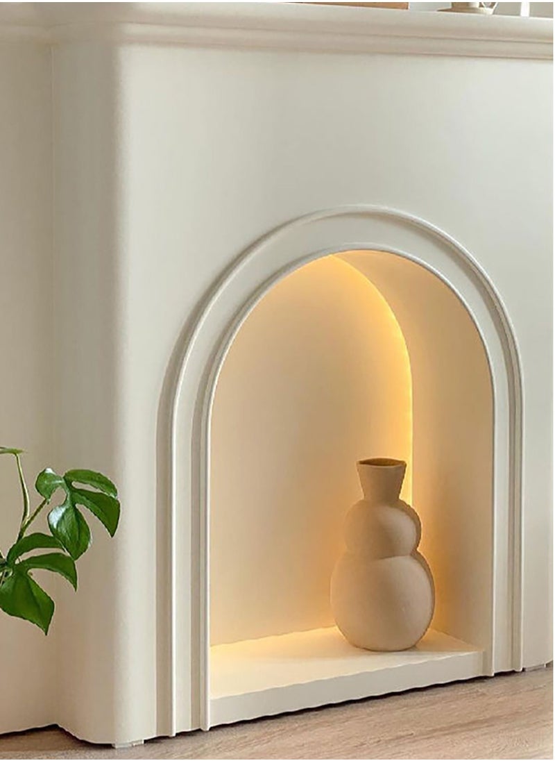 Merry Moments - Fake Fireplace Console Table Hallway Entry Table Styling Table Narrow Table for Living Room Entryway Corridor or Sofa Side Table Modern Minimalism Cream White with LED Lights L110xH90.5xW25 cm - Image 1
