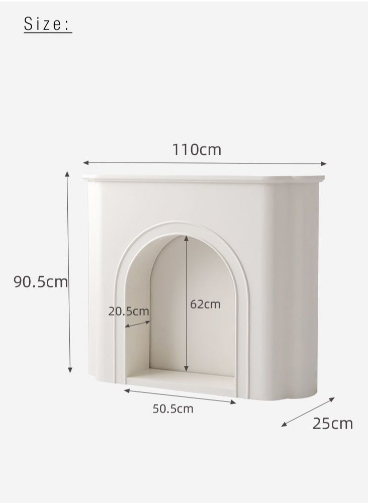 Merry Moments - Fake Fireplace Console Table Hallway Entry Table Styling Table Narrow Table for Living Room Entryway Corridor or Sofa Side Table Modern Minimalism Cream White with LED Lights L110xH90.5xW25 cm - Image 1