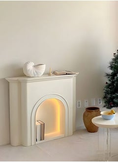 Merry Moments طاولة تحكم وهمية للموقد، طاولة مدخل المدخل، طاولة ضيقة لغرفة المعيشة، ممر المدخل أو طاولة جانبية للأريكة، طاولة جانبية حديثة، كريمية بيضاء مع أضواء LED L110xH90.5xW25 سم  - Image 5