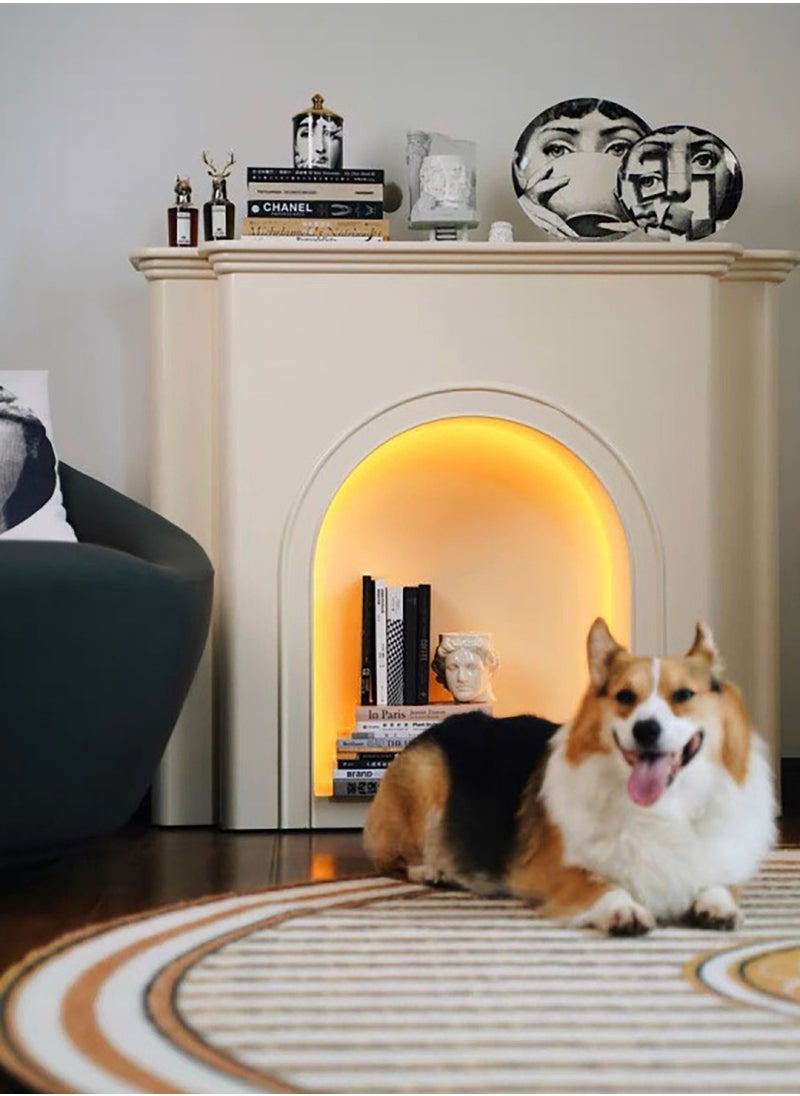 Merry Moments - Fake Fireplace Console Table Hallway Entry Table Styling Table Narrow Table for Living Room Entryway Corridor or Sofa Side Table Modern Minimalism Cream White with LED Lights L110xH90.5xW25 cm - Image 1