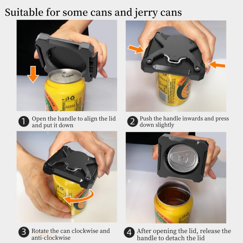 CHICIRIS Soda Can Opener, Beer Can Opener, Can Opener Manual, 2 in 1 Portable, Can Cut Opener, Press and Rotate Design, for Cocktail, Beer, Soda Beverages (Black) - Image 3