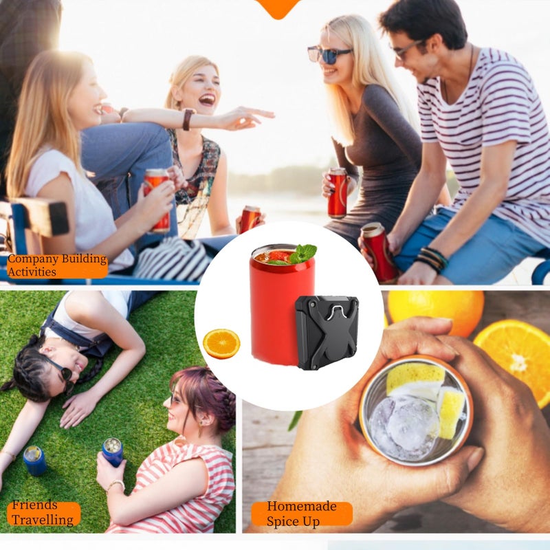 CHICIRIS Soda Can Opener, Beer Can Opener, Can Opener Manual, 2 in 1 Portable, Can Cut Opener, Press and Rotate Design, for Cocktail, Beer, Soda Beverages (Black) - Image 2