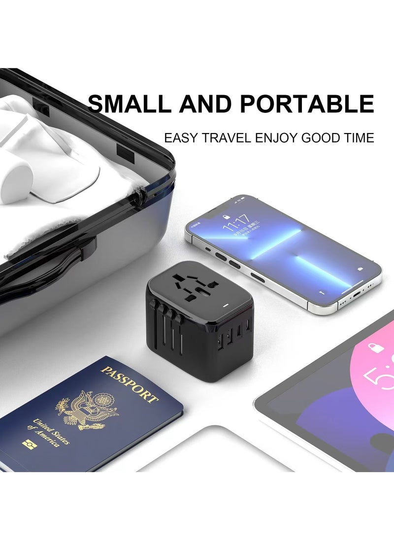 CB New international universal travel power plug adapter, five in one travel plug adapter, suitable for global AC sockets in black  - Image 4