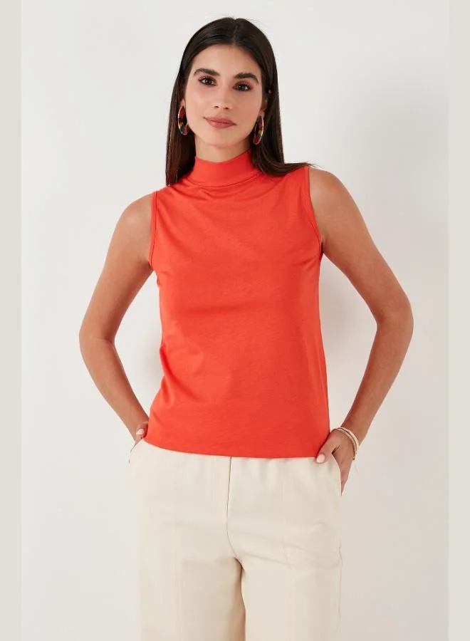 Lela Lela Cotton Sleeveless High Neck T-Shirt Women's T-SHIRT 5865710