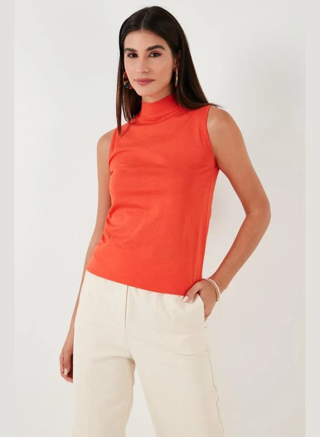 Lela Lela Cotton Sleeveless High Neck T-Shirt Women's T-SHIRT 5865710
