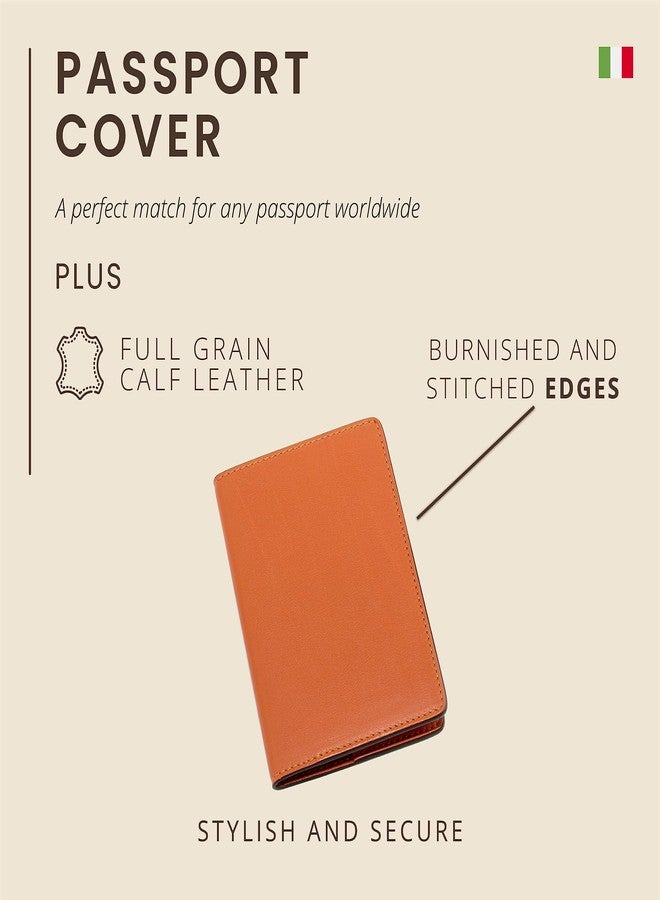 Maruse Italian Leather Passport Cover for Men and Women, Handmade in Italy, Orange - Image 2