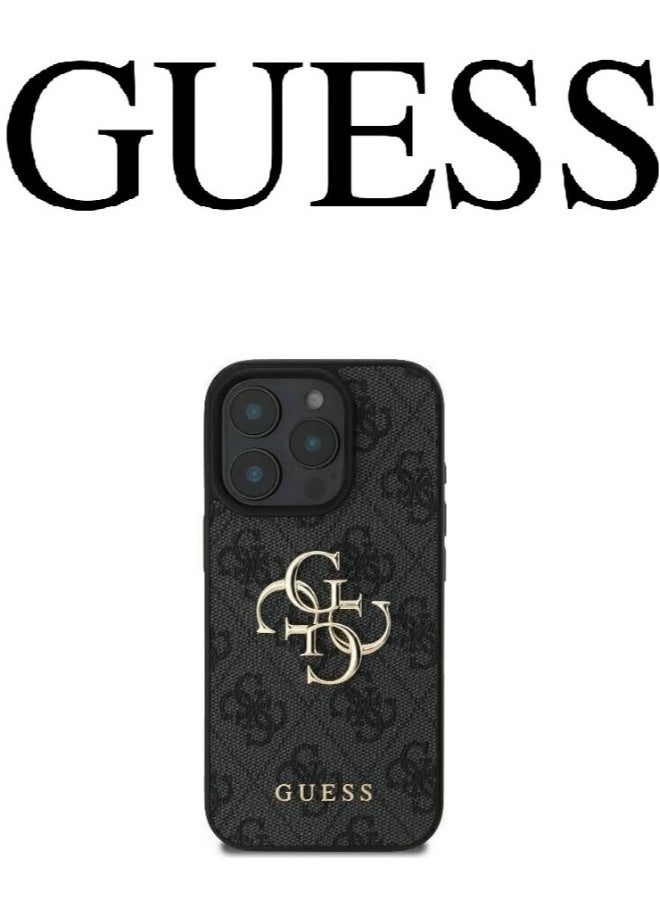 GUESS IPhone 16 Pro Max cover, with a logo and a leather design approved by the global brand Guess. From CG-MOBILE. In Black - Image 3