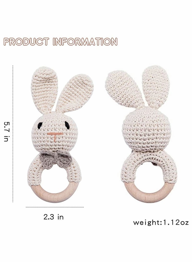 Y&D Wooden Baby Rattle Newborn Crochet Giraffe Toy Natural Wood Teething Ring for Hand Grips Boy Girl First Gift  - Image 2