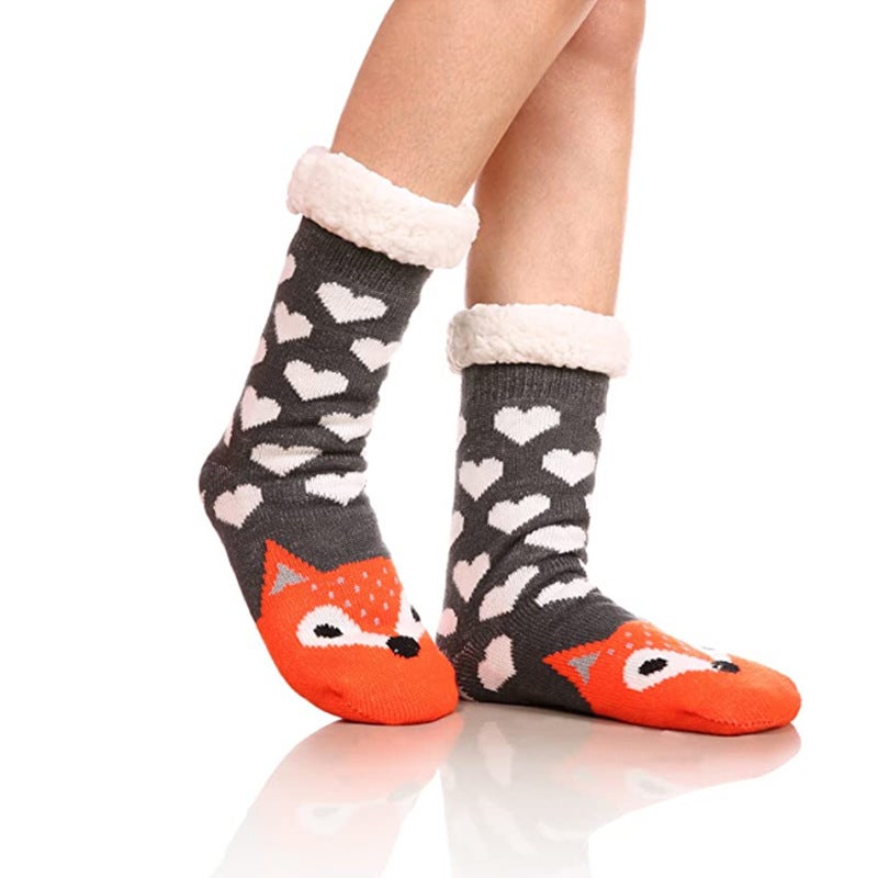 Lamb Wool Floor Socks Indoor Adult Non-Slip Home Thickened Fleece Snow Home Slippers Socks - Image 2