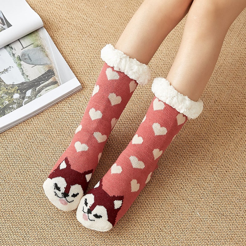 Lamb Wool Floor Socks Indoor Adult Non-Slip Home Thickened Fleece Snow Home Slippers Socks - Image 1