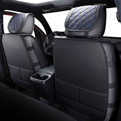Aierxuan Toyota Tacoma Car Seat Covers Custom Fit 2005-2024 TRD Pro Army Green Nightshade Edition Access Cab Pickup Truck Waterproof Leather Full Seat Cushions(Full Set, Black-Blue) - Image 2