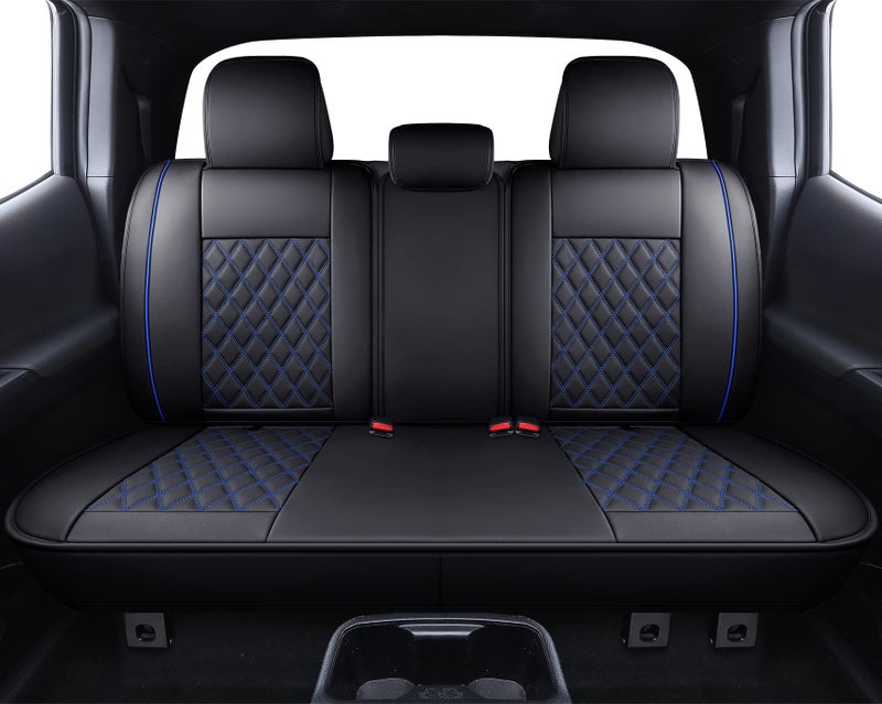 Aierxuan Toyota Tacoma Car Seat Covers Custom Fit 2005-2024 TRD Pro Army Green Nightshade Edition Access Cab Pickup Truck Waterproof Leather Full Seat Cushions(Full Set, Black-Blue) - Image 3