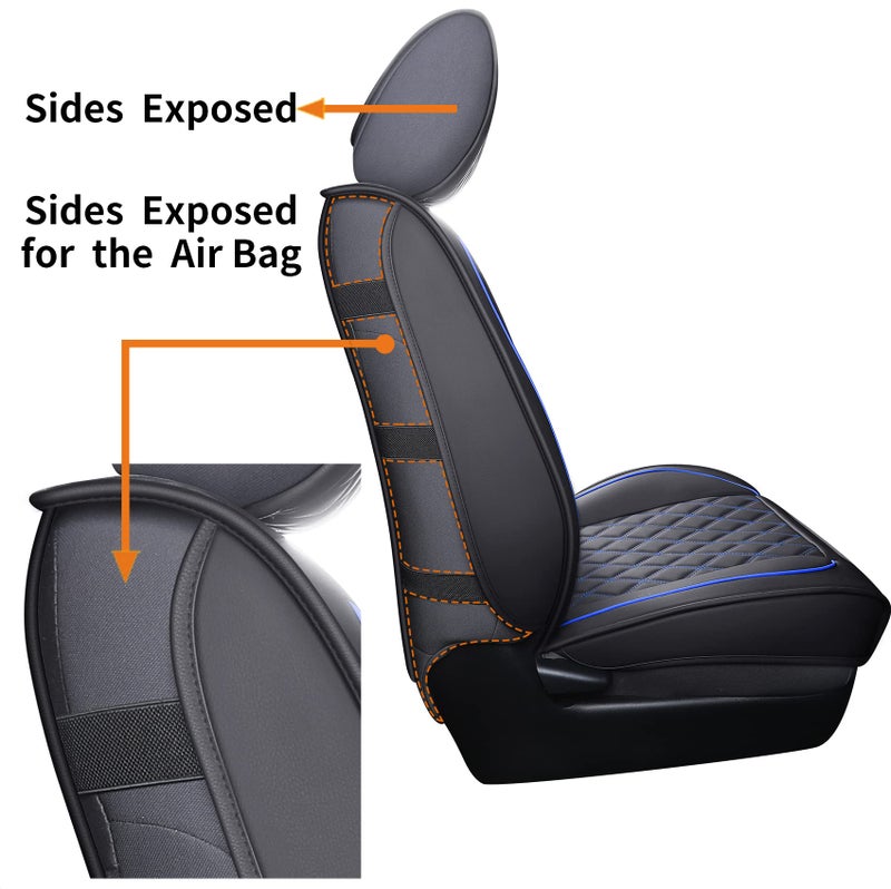 Aierxuan Toyota Tacoma Car Seat Covers Custom Fit 2005-2024 TRD Pro Army Green Nightshade Edition Access Cab Pickup Truck Waterproof Leather Full Seat Cushions(Full Set, Black-Blue) - Image 4