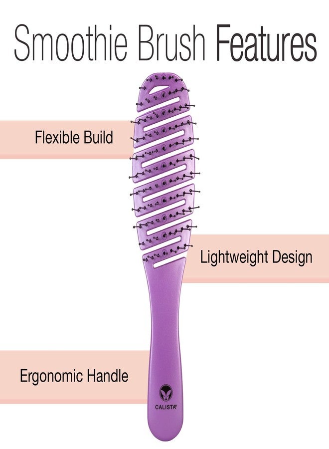 Calista Tools SMOOTHIE Brush Vintage Violet, Flexible Vented Detangler Brush for Women, Wet & Dry Hairbrush for Pain-Free Styling, Breakage Reducing Hair Brush for All Hair Types, Detangling Brush - Image 2