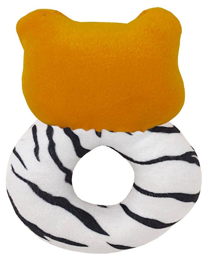 Pikipo Tiger Face Rattle Soft Toy With Round Handle (Orange) - Image 5