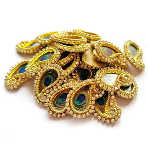 Adikala Paisley Shape Decorative Booty Embroidered Appliqué Patches for Goddess & Laddu Gopal Dress Creation, Art & Craft DIY, Clothes, Blouse, Embroidery Work Set of 50 (MOR PANKHA) - Image 4
