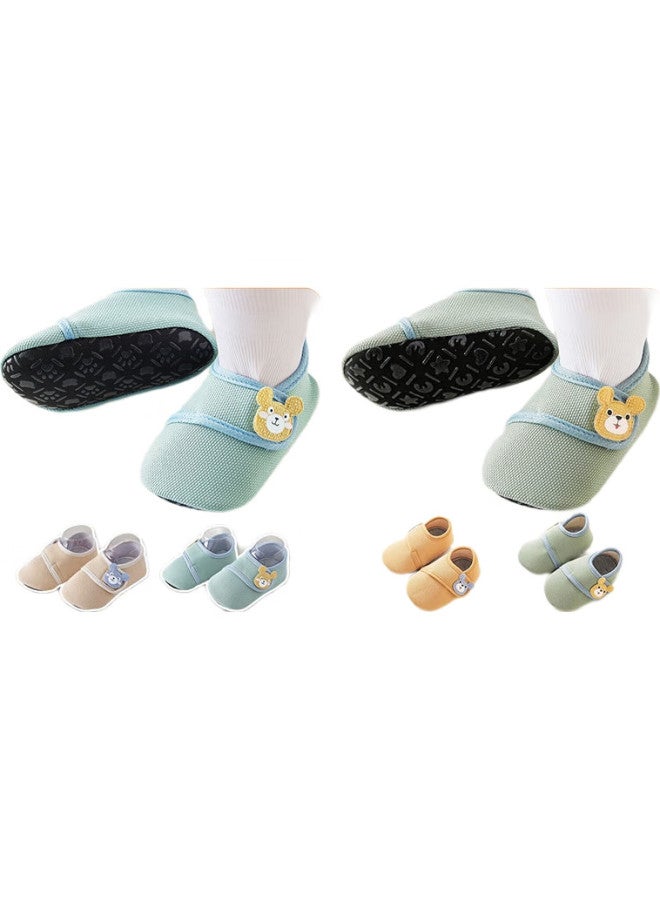 Lovebox Baby Floor Socks, Spring And Summer, Toddler Walking Shoes, Non-Slip, Insulating, Walking Socks, Foot Covers, 2 Pairs, M Size, Bear Pattern, 2221 - Image 1
