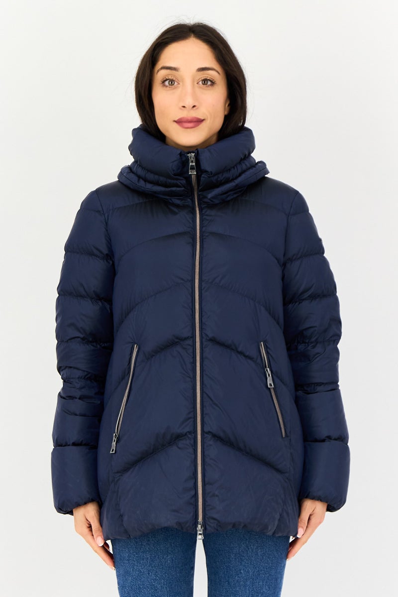 GEOX Women Quilted Puffer Jacket, Navy - Image 1