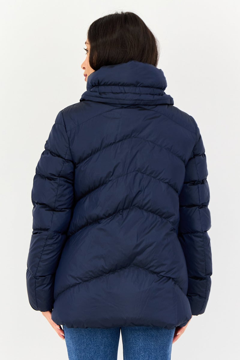 GEOX Women Quilted Puffer Jacket, Navy - Image 4