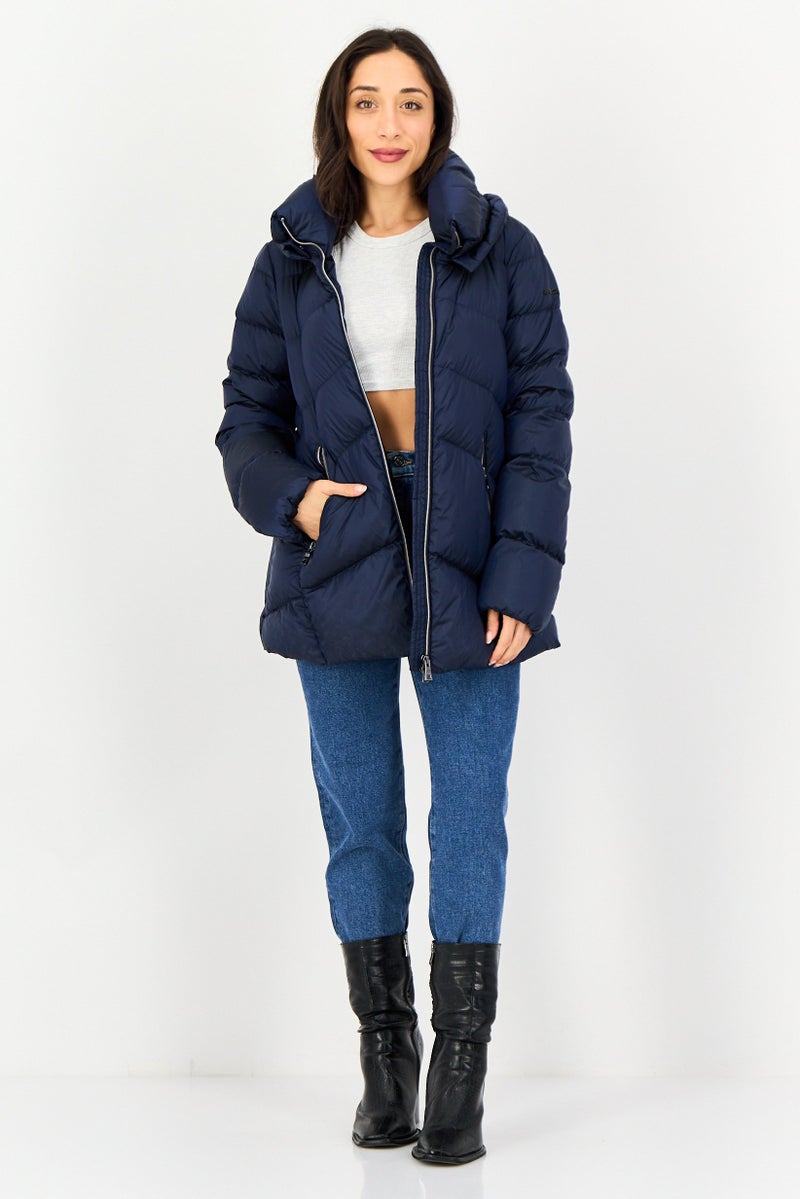 GEOX Women Quilted Puffer Jacket, Navy - Image 2