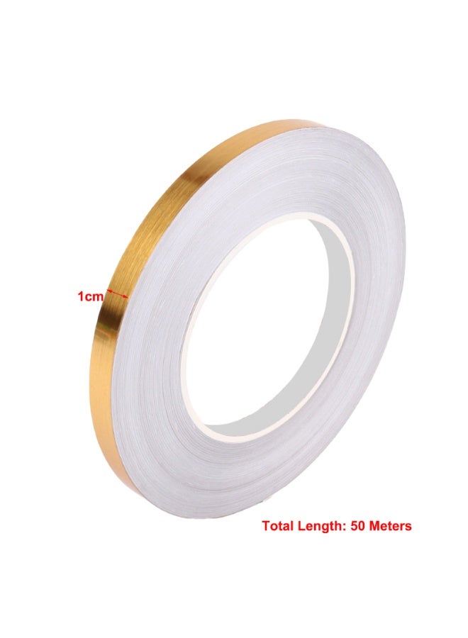 شريط لاصق بلاط سيراميك مقاوم للعفن ديكور بلاط أرضيات بلاط السيراميك ذهبي اللون لاصق ذاتي اللصق لبلاط الحائط، ديكور منزلي، 50 متر، 1 سم - Image 2