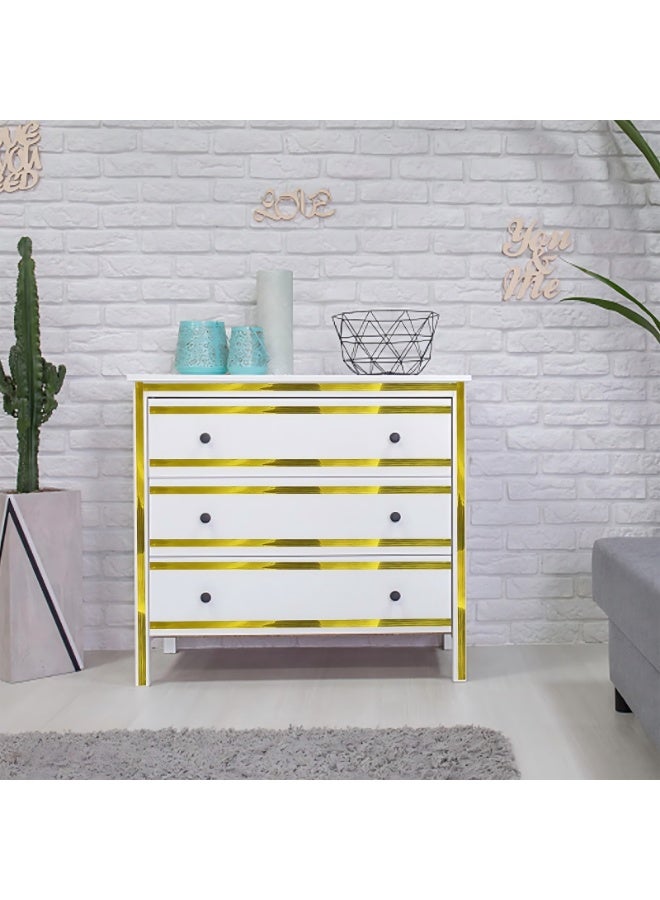 شريط لاصق بلاط سيراميك مقاوم للعفن ديكور بلاط أرضيات بلاط السيراميك ذهبي اللون لاصق ذاتي اللصق لبلاط الحائط، ديكور منزلي، 50 متر، 1 سم - Image 4