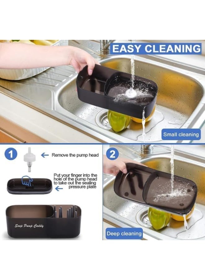 Cazadora Kitchen Soap Dispenser with Sponge Holder — 2-in-1 Dishwashing Liquid Container and Organized Sponge Caddy for Modern Kitchens, Compact Countertop Pump Bottle with Integrated Drip Tray and Sponge Cradle — Durable Plastic, Slim Black Design for Sink Edge or Countertop, Easy One-Hand Pump, Hygienic Low-Splash Dispensing, Ideal for Home, Apartment, Office, Rental & Gift — Space-Saving, Easy-Refill, Lightweight 0.35 kg, Dimensions 15×9×10 cm — Perfect for KSA households seeking neat, modern, efficient dishwashing organization and tidy sink aesthetics - Image 5