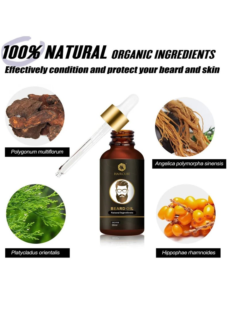 Haircube - Beard Growth Oil, Natural Effective Thicken Beard Nourishing Growth Oil, Nourishing And  Moisturizing Beard Growth Essential Oil, Natural Effective Beard Hair Growth Essence For Men - Image 1