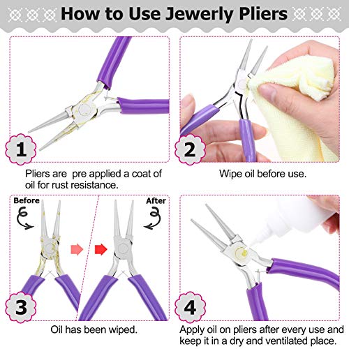 anezus 7 Pcs Jewelry Pliers and Jewelry Beading Wire Tools Set Includes Needle Nose Pliers, Round Nose Pliers, Wire Cutters and Craft Wire for Jewelry Repair Making Supplies - Image 3