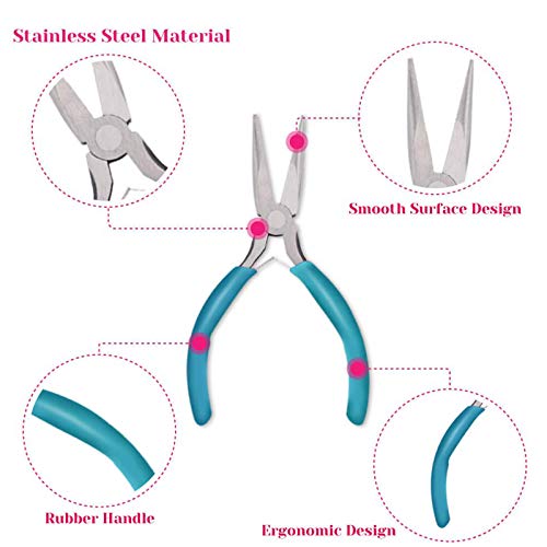 anezus 7 Pcs Jewelry Pliers and Jewelry Beading Wire Tools Set Includes Needle Nose Pliers, Round Nose Pliers, Wire Cutters and Craft Wire for Jewelry Repair Making Supplies - Image 5