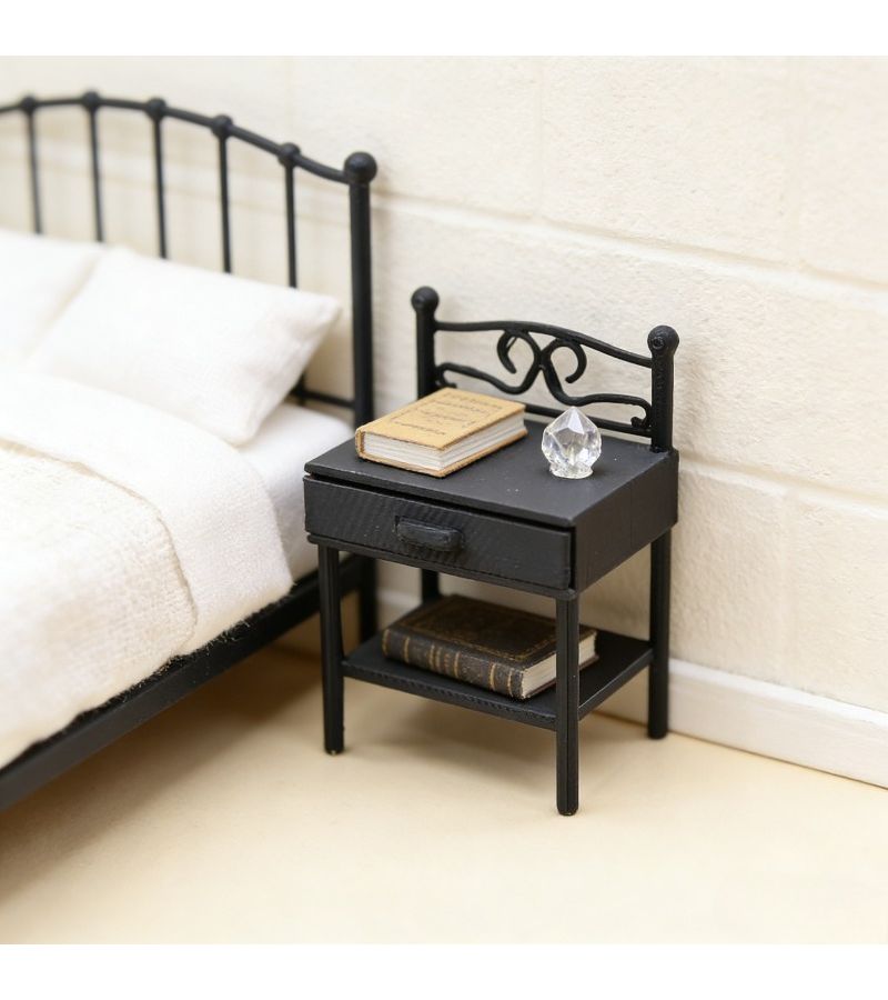 White Imitation Iron Bedside Table for Miniature Dollhouse Scene - Image 5