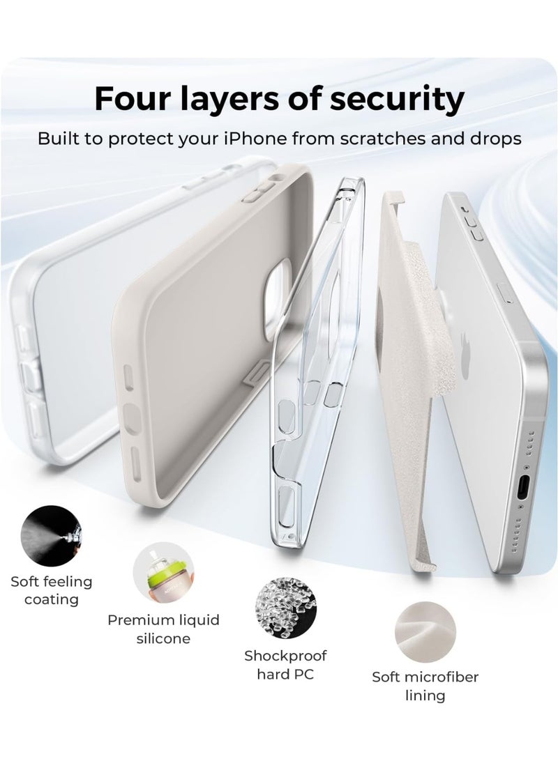 ACLIX Premium Liquid Silicone Case for iPhone 14 Plus Slim Fit, Soft Touch with Microfiber Lining & Enhanced Camera Protection - Durable & Anti-Fingerprint | Stone - Image 4