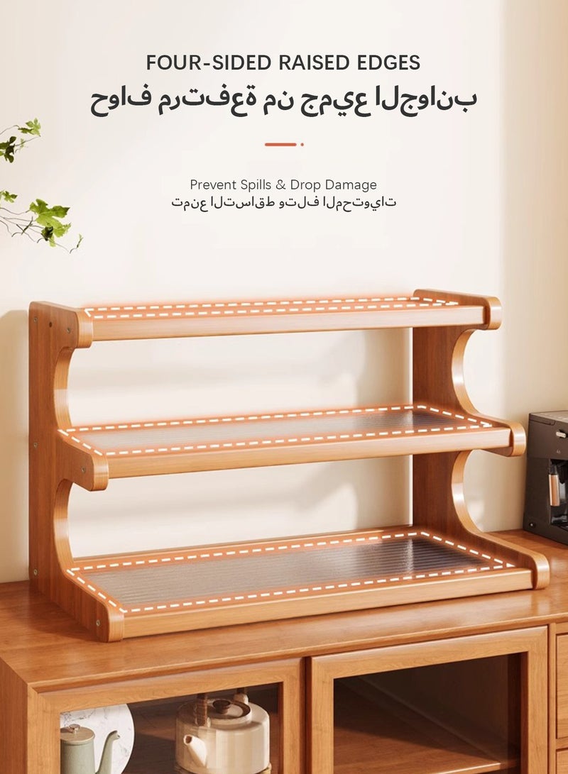 Sunnaltree 3 Tier Cup Organizer, Cup Storage Rack, Wood and Acrylic Material Multi-Functional Storage Rack, Coffee Mug Racks, Wooden Mug Holder Countertop, for Home Bathroom Kitchen Glass cup and Food for Kitchen, Home, Coffee Bar - Image 5