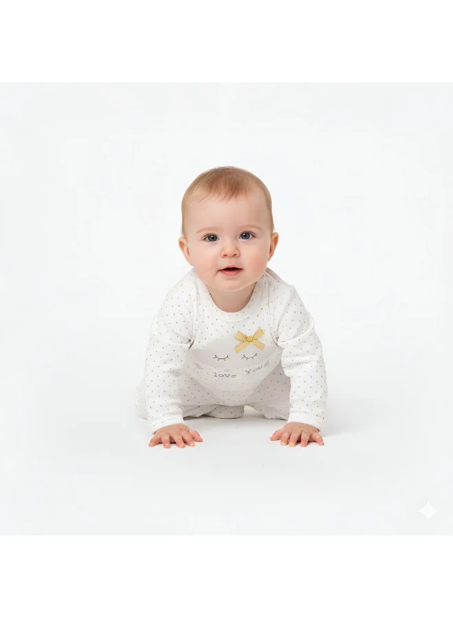 Bambimici Bambimici Cloud Print Polka Dot Long Sleeve Body Suit - White