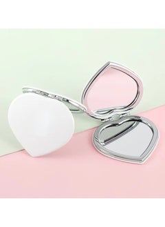 ORiTi 2 PCS Pocket Mirror Metal Compact Mirror Travel Cosmetic Makeup Mirror Folding Mirror Mini Handheld Mirror For Women Girls Heart  - Image 1