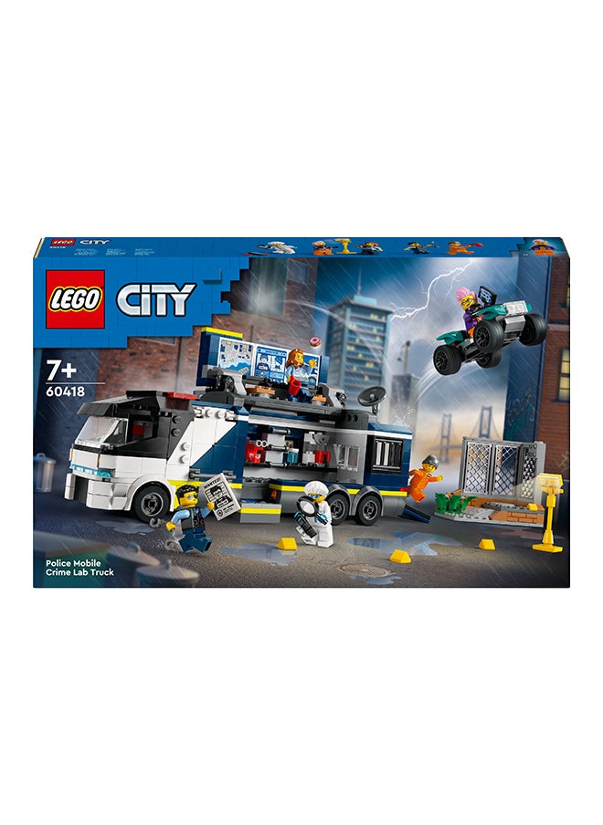 LEGO - City Police Mobile Crime Lab Truck Toy for 7 Plus Year Old Boys, Girls & Kids, Vehicle Set with Quad Bike, 2 Officer, 1 Scientist and 2 Crook Minifigures for Pretend Play, Birthday Gifts 60418 - Image 1