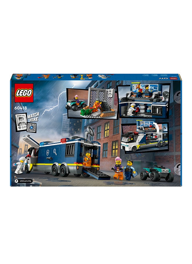 LEGO - City Police Mobile Crime Lab Truck Toy for 7 Plus Year Old Boys, Girls & Kids, Vehicle Set with Quad Bike, 2 Officer, 1 Scientist and 2 Crook Minifigures for Pretend Play, Birthday Gifts 60418 - Image 1