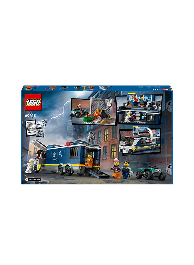 LEGO - City Police Mobile Crime Lab Truck Toy for 7 Plus Year Old Boys, Girls & Kids, Vehicle Set with Quad Bike, 2 Officer, 1 Scientist and 2 Crook Minifigures for Pretend Play, Birthday Gifts 60418 - Image 1