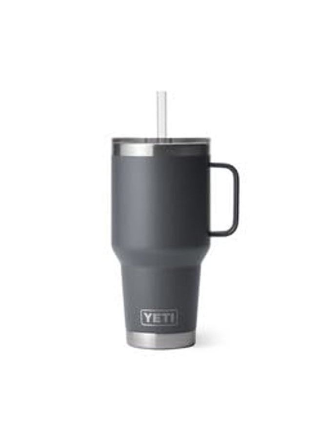 YETI Rambler 35 oz Tumbler with Handle and Straw Lid, Travel Mug Water Tumbler, Vacuum Insulated Cup with Handle, Stainless Steel, Charcoal  - Image 2