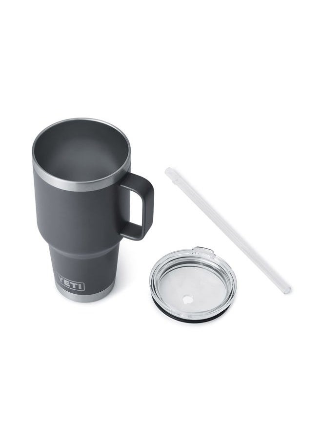 YETI Rambler 35 oz Tumbler with Handle and Straw Lid, Travel Mug Water Tumbler, Vacuum Insulated Cup with Handle, Stainless Steel, Charcoal  - Image 3