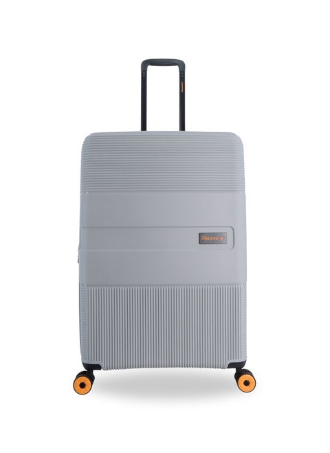 Discovery Trails Check-In Large PP Hardside Luggage Silver, Durable Expandable Unbreakable Double Zip Lightweight Travel Bag 4 Double Wheel TSA Lock 30 Inch Suitcase Trolley Bag.