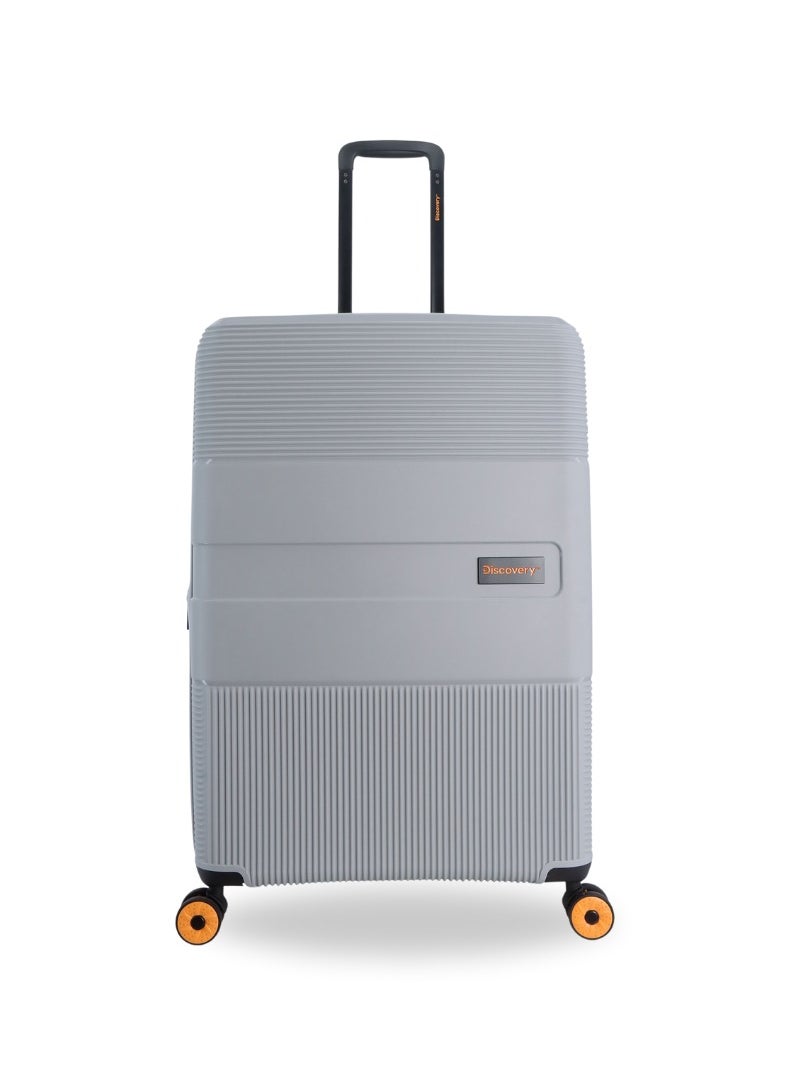 Discovery - Discovery Trails Check-In Large PP Hardside Luggage Silver, Durable Expandable Unbreakable Double Zip Lightweight Travel Bag 4 Double Wheel TSA Lock 30 Inch Suitcase Trolley Bag. - Image 1