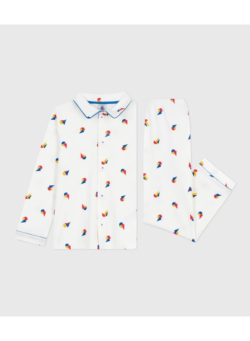 Petit Bateau Children's buttoned printed cotton pyjamas